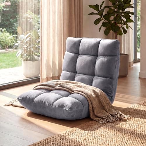 COSTWAY Floor Chair, Video Gaming Chairs with Back Support, Adjustable 14-Position, Alloy Steel Frame, Lazy Sofa Lounge Recliner for Adults Kids (Silver Grey)
