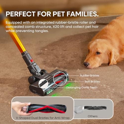 KIPMAX Cordless Vacuum Cleaner, 50KPa 550W Stick Vacuum for Home, 70Mins Anti-Tangled Vacuum Cleaner for Pet Hair/Carpet/Floor, Self-Standing Vacuum with Rechargeable Battery, LED Display&Aromatherapy