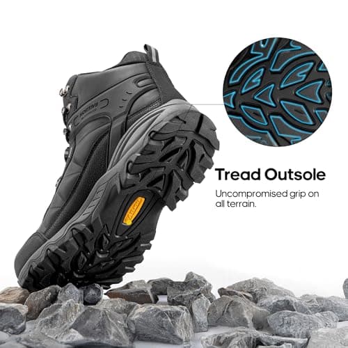 NORTIV 8 Men's Waterproof Hiking Boots Outdoor Trekking Lightweight Mountaineering Leather Shoes