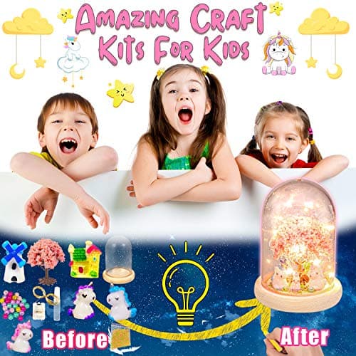 YOFUN Make Your Own Unicorn Night Light - Unicorn Craft Kit for Kids, Arts and Crafts Nightlight Project Novelty for Girl Age 4 to 9 Year Old, Unicorns Gifts for Girls B08NHFS9FC