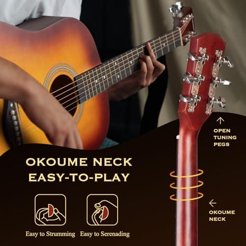 CAHAYA Acoustic Guitar For Beginner 41-inch - Full Size Wood Guitar Kit for Kids and Adults with Guitar bag Brass strings Capo String Pick and Clean Cloth for Gift CY0353