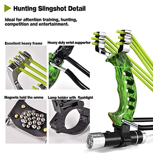 NERUB Hunting Professional Slingshot Set Wrist Slingshot Rocket Hunting Slingshots with Heavy Duty Launching Bands High Velocity Hunting Catapults