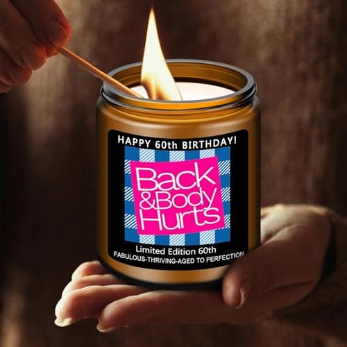 Homsolver 60th Birthday Gifts for Women Men, Happy 60th Birthday Decorations Candles Gift for Her Him, Funny 60 Years Old Ideas- Lavender Scented Candle
