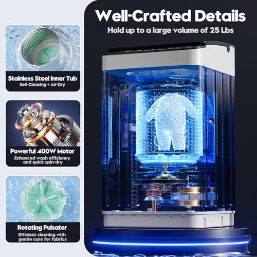 Auertech Portable Washer and Dryer Combo Set, 1.8 CU.FT Portable Clothes Dryers with Boot Dryer, 18 lbs Fully Automatic Washing Machine, 7 Wash Cycles, Compact Washer and Dryer for Apartment, RV, Dorm