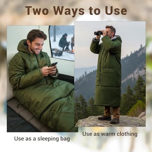 Wearable Sleeping Bag Adult Outdoor & Indoor Sleeping Bags Applicable Temperature 25℉-50℉ Designed for Camping, Hiking, Backpacking, and Other Outdoor Adventures