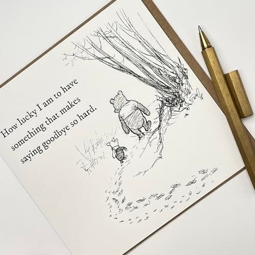 Old English Co. Winnie The Pooh Leaving Card for Him or Her - Friendship Quote from Winnie The Pooh and Piglet for Sister, Cousin, BFF - Thinking of You Sympathy Card | Blank Inside with Envelope B0C9V74FDS