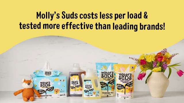 Molly's Suds Baby Laundry Detergent Powder | Removes Formula, Poop & Spit-Up Stains | Extra Gentle for Newborns (Fragrance Free)