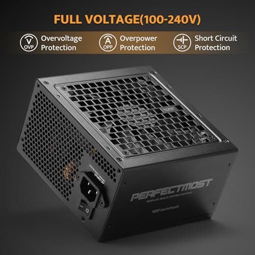 darkFlash PMT850 Fully Modular Power Supply ATX 3.1& PCIe 5.1 Ready, 2 x 12VHPWR Cable Included, 100% Japanese 105°C Capacitors, 80 Plus Gold Gaming PSU, Compact 150mm Size, 5 Year Warranty(Black)