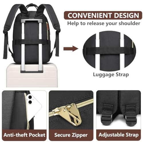 Laptop Backpack for Women Bag - 15.6 inch Work Travel Backpack with USB Charger College Bookbag Waterproof Business Computer Backpack Anti-theft Casual Backpacks for Nurse Teacher Beige Black Brown