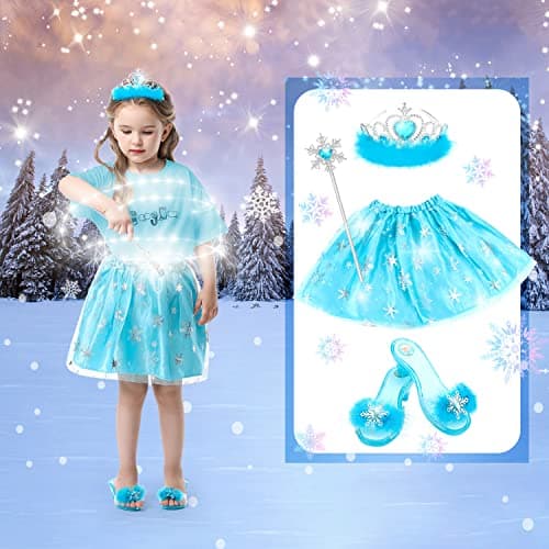 Toddler Dress Up Clothes Shoes Jewelry Set, Princess Costume Include Unicorn Mermaid, Pretend Play for Little Girls Age 3-6 HAMSILY Princess Dress Up for Girl 3 4 5 6 Years Old Birthday Gifts Toys B0B6FTH2HD