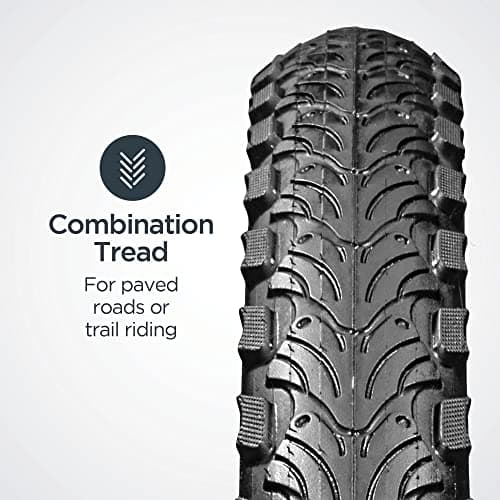 Schwinn Replacement Bike Tire, 26" x 2.0" Hybrid Bike Tire, Wider Tread Knob Spacing, Combination Tread, Fits Internal Rim Widths 19mm to 29mm, PSI Range 40 to 65