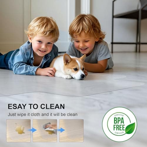 Office Chair Mat for Hard Floors,36"x48" Desk Mat for Chair for Hardwood Floor,Non-Slip Hard Floor Protector Desk Chair Mat for Home,Vinyl Floor Mat for Kids & Pets - Not for Carpet (Clear)