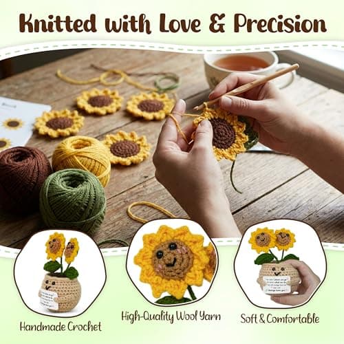 Friendship Gifts For Women, Friend Gift Ideas, Emotional Support, Sunflower Decor, Handmade Keepsake, Soft Yarn Texture OASSIE Best Friend Birthday Gifts for Women - Positive Crochet Sunflower B0FNVGXPQ1