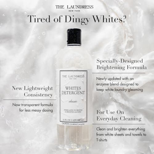 The Laundress Whites Detergent, Concentrated Laundry Detergent Liquid, Whiten & Brighten Clothes, Tough on Stains, Classic Scent, 32 oz.