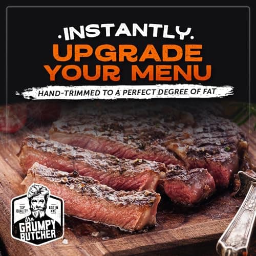 Grumpy Butcher Box Meat Food Gifts – Includes 2 Top Sirloin Steaks (6 oz), 2 Duroc Bone-In Pork Steaks (14 oz) & 2 Large Fully-Cooked Chicken Breasts – Lean Steak & Premium Meat Gift Box