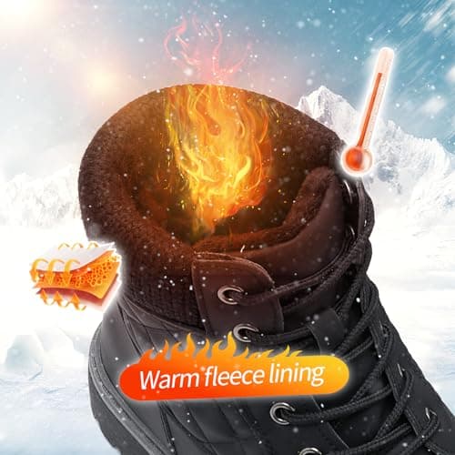 Adokoo Boots for Women Waterproof Fall Winter Ankle Boots Snow Black Combat Boots Lace Up Non Slip for Hiking Work