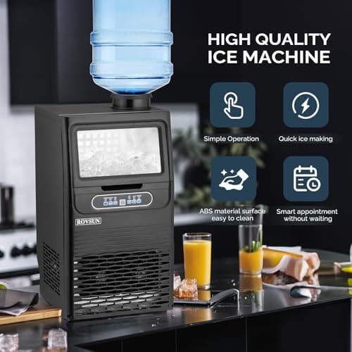 ROVSUN 110LBS/24H Commercial Ice Maker Machine with 50lbs Storage Bin, Freestanding/Countertop Ice Machine with 2 Water Inlets, Ice Scoop & Water Filter for Home Office Restaurant Bar Cafe Use