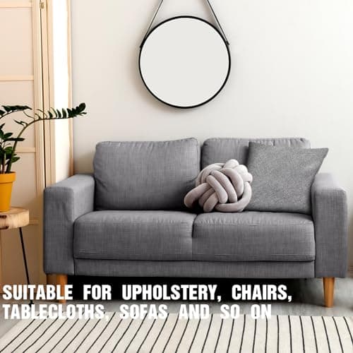VitalCozy Grey Faux Linen Fabric 57 Inch x 3.3 Yard Grey Cover Fabric by The Yard for Sofas, Chairs, Box Spring Foundations, Conceals Frame and Staples Inside Furniture, DIY Craft Project