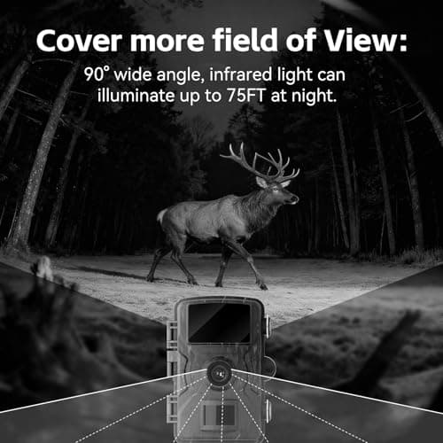 Trail Camera, 36MP 2K 0.1S Trigger Motion Activated,Game Camera with Night Vision IP66 Waterproof 2.0''LCD 90° Cam Lens for Outdoor Scouting Wildlife Monitoring Home Security, Gifts for Men
