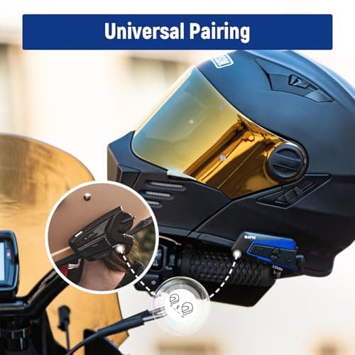 LEXIN B4FM Motorcycle Bluetooth Headset, 10 Riders Helmet Bluetooth Intercom, Universal IP67 Communication Systems with Music Sharing, Noise Cancellation, FM Radio, Fit for Snowmobile, 1 Pack