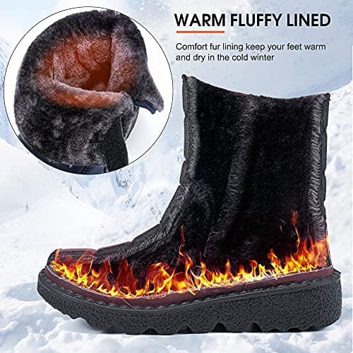 Ablanczoom Womens Winter Snow Boots With Warm Fur Lining Comfortable Booties Non Slip Waterproof Outdoor Shoes