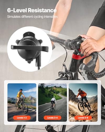 VEVOR Bike Trainer, 6 Level Resistance, 26-29 in & 700C Wheels, Foldable Magnetic Bicycle Stationary Stand for Indoor Exercise Riding with Quick Release Skewer & Front Wheel Riser Block for Road Bikes