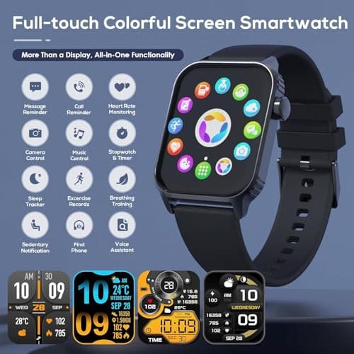 TRAUSI TRAUSI Smart Watches for Women Men, 1.83" HD Smartwatch with 110 Sports Modes, IP67 Waterproof, Bluetooth Call and Music Control；Heart Rate and Sleep Monitor (Black)