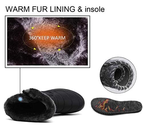 Hsyooes Womens Warm Fur Lined Winter Snow Boots Waterproof Ankle Boots Outdoor Booties Comfortable Shoes for Women