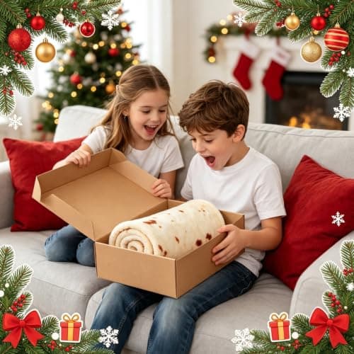 SeaRoomy Burritos Tortilla Blanket, Realistic Food Wrap Blanket Double Sided, Novelty Funny Tortilla Round Giant Soft Blankets (Beige, 47 inches)