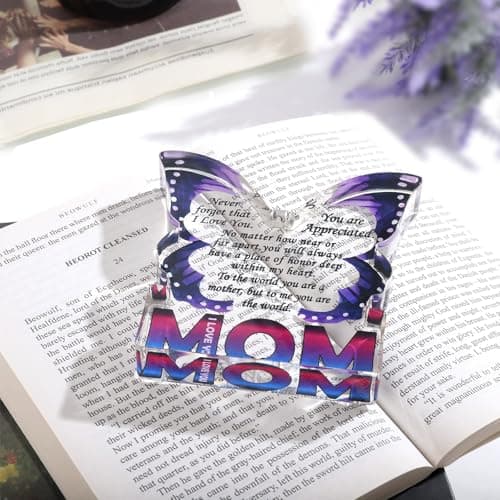 Mom Birthday Gifts from Daughter Son, I Love You Mom Gift for Mother New Bonus Step Moms Mama, Gifts for Moms Unique, Best Mom Ever Gift Ideas, Butterfly Acrylic Decorative Signs Plaques
