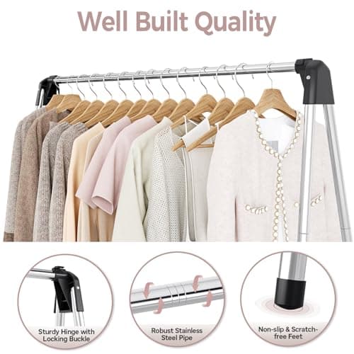 TOOLF Clothes Drying Rack Foldable, Laundry Drying Rack Stainless Steel, Portable Clothes Rack, Drying Rack for Clothing, Indoor Outdoor, Free-Standing, Large Capacity