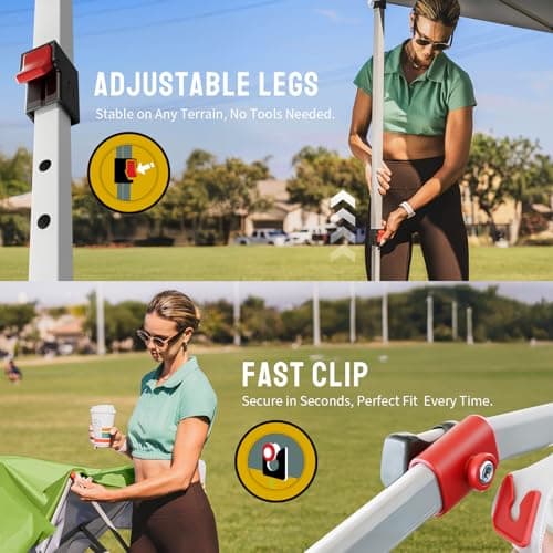 CROWN SHADES 10x10 Pop Up Canopy - Beach Tent with One Push Setup - Easy Outdoor Sun Shade for Events, Parties, Camping - Gazebo with STO-N-Go Cover Bag, Silver Coated Top, Green