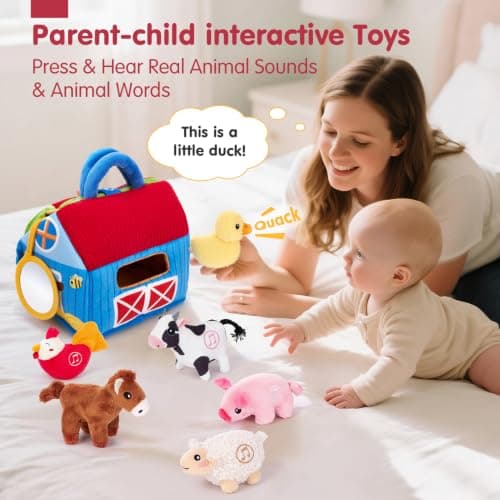 6PCS Farm Toys Montessori Toys for 6 Month Old Baby Gifts Toddlers Christmas Stocking Stuffers 1 Year Old Boy Girl Gifts hahaland Baby Toys 6-12 Months, Surprise Barn Farm Animals with Sounds Word B0F2HRNW75
