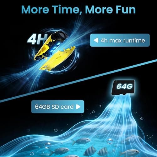 Underwater Drone, Mini S submarine drone with 4K+EIS Image Stabilization Camera for Real-Time Viewing Depth & Temperature Data, Direct-Connect Remote Controller, Dive to 330ft Underwater, Portable ROV