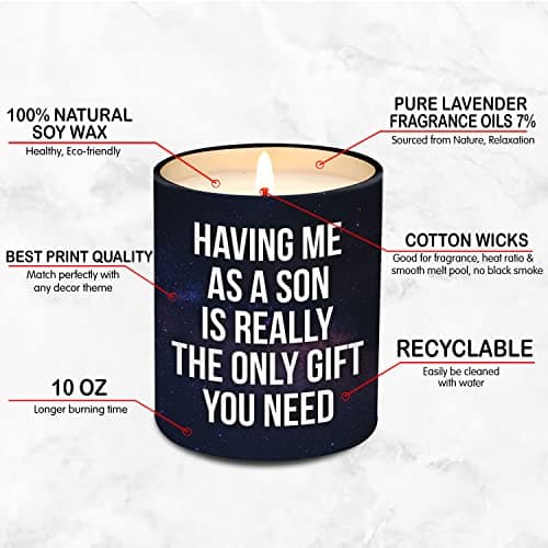 Birthday Gifts for Mom from Son - Mom Birthday Gifts from Son - Moms Gift Ideas from Son - Mother Gift, Funny mom Candle, 10 Oz Jar Lemongrass Scent