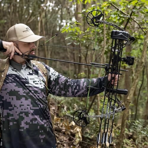 Compound Bow Package for Adults and Teens, 0-70 Lbs Draw Weight,23.5"-31" Draw Length,Limbs Made in USA,Lightweight Design,Archery Hunting Bow Set, Fully Adjustable,2024 New