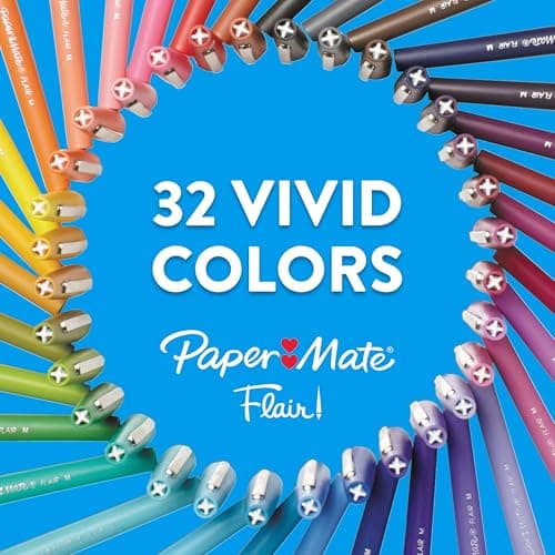 Paper Mate Flair Felt Tip Pens, Medium Point (0.7mm), 12 Count - For Arts & Crafts, Note-Taking, Journaling, School Supplies for Teachers & Students B000J09CO6
