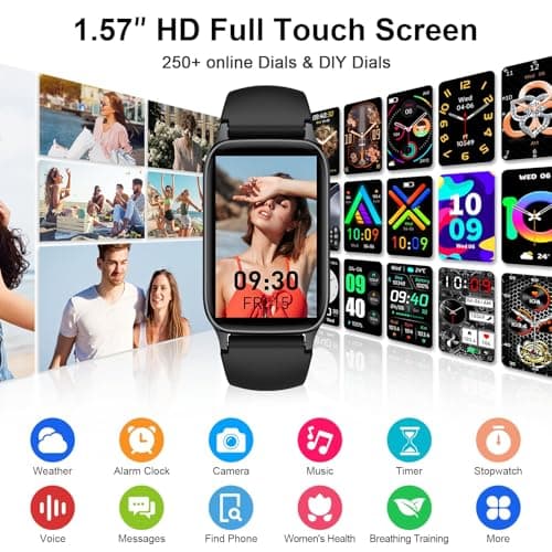 Smart Watch for Men Women(Answer/Make Call), 2025 Fitness Activity Tracker 1.57” Smartwatch with Heart Rate/Sleep Monitor/Pedometer/Calories/110+ Sports, IP68 Waterproof Fitness Watch for Android iOS