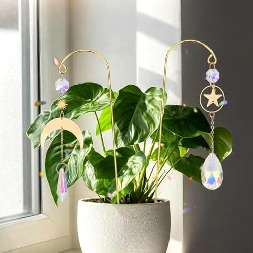 Garden Suncatchers Plant Stakes for Indoor Plants Decorations for Pots Sun Catchers Home Indoor Windows Hanging Crystal Suncatcher, 6pcs Small Trellis for Potted Plants Accessories Indoor B0FPCMC464