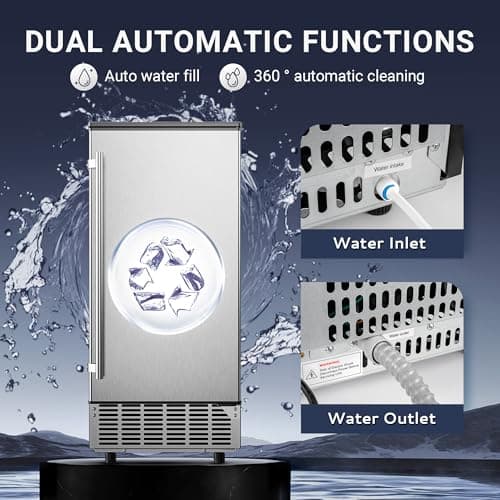 ICYGLEE Commercial Under Counter Ice Maker Machine with Drain Pump, 100Lbs/Day with 24lbs Storage, Built-in Freestanding Ice Maker, Self-Cleaning, 24H Timer, for Commercial & Home Use. (Stainless)