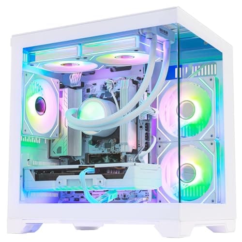 HOENGAGER Panorama Gaming PC Desktop AMD Ryzen 5 9600X 6-Core 3.9GHz, RTX 5060 8GB, 32GB DDR5 RAM 6000MHz,1TB PCIe SSD, WiFi&BT Prebuilt PC 650W PSU,Liquid Cooler,Windows 11, Desktop