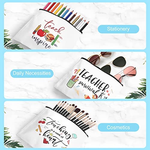 UAREHIBY 12 PCS Teacher Appreciation Gifts in Bulk, 20 OZ Wine Tumbler Teacher Gifts, Graduation Gift with Keychain,Best End of Year Teachers Gift with Cosmetic bag for Women Men