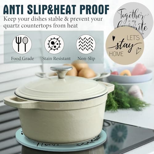 Queekay 6 Pcs Artisanal Wooden Coasters Trivets Set for Hot Pots and Pans Christmas Housewarming Gifts New Home 7" Farmhouse Pot Holder Trivets for New Apartment Home Buyers Presents(Ocean)