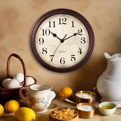 HYLANDA Wall Clock, 9 Inch Silent Non Ticking Classic Battery Operated Clocks, Decorative for Living Room, Bedrooms, Bathroom, Kitchen Office (Bronze)