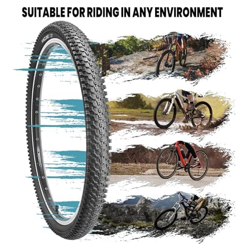 Hycline 2-Pack Mountain Bike Tires Set: 20/24/26/27.5-inch Folding Replacement High-Performance Wear-Resistant Bicycle Tires and Pair Inner Tubes with Tire Levers for MTB Off-Road Bike