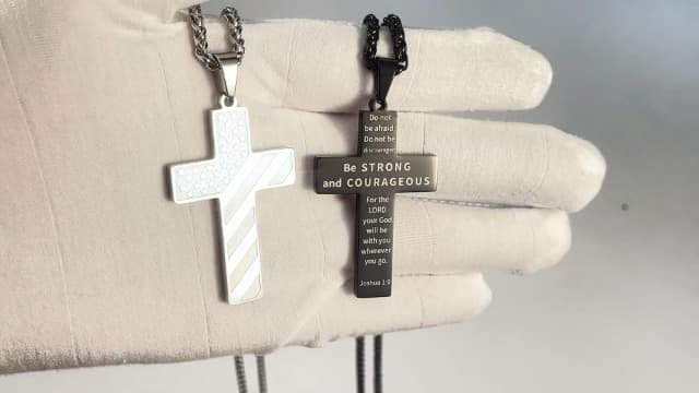 DuoDiner 18+2" Cross Necklace for Men Boys Christian Confirmation Gifts B0B96PLBQQ