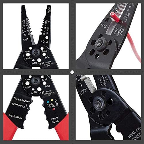 10-22 AWG Cable Stripping, Wire Crimping, Multi-Function Design, Hand Tools WGGE WG-015 Professional Wire Stripper, Wire Cutter and Wire Crimper 8-inch B073YG65N2