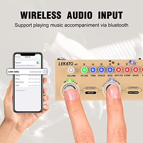 LEKATO Multi Effects Pedal for Acoustic Guitar, with IR Loading 9 AMP Models, Acoustic Multi Effects Processor, Bluetooth 5.0,Recording, Built-in Battery