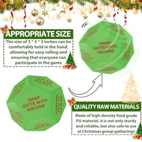 Christmas Ideas Dice Game for Family Party, Suitable for Xmas, Birthdays, Parties, Family and Friends Gatherings Santa Swap Gift Exchange Dice,3 ins Christmas Stocking Stuffers Games B0DN16HXDS