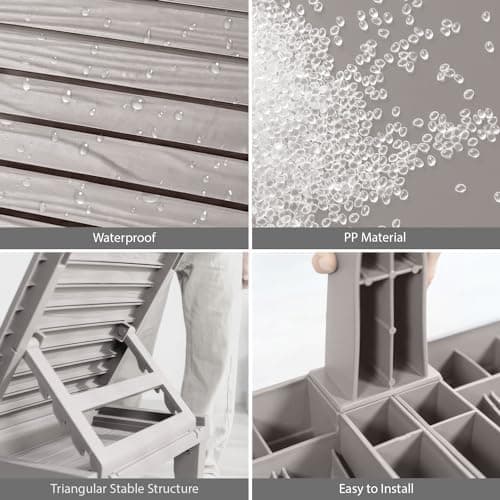 Nestl Patio Chairs - Grey Chaise Lounge Chair Outdoor, 5-Position Adjustable Sun Tanning Chair, Waterproof Pool Lounge Chairs Set of 2, Reclining Lawn Chair, Lightweight Outdoor Lounge Chairs